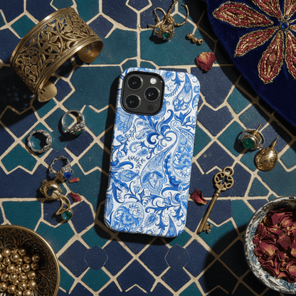 Blue Floral Paisley Tough Phone Case - 2 - Piece Protective - LucyKay store