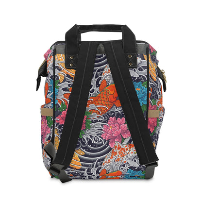 Multifunctional Backpack - Colorful Koi Fish Pattern - LucyKay store