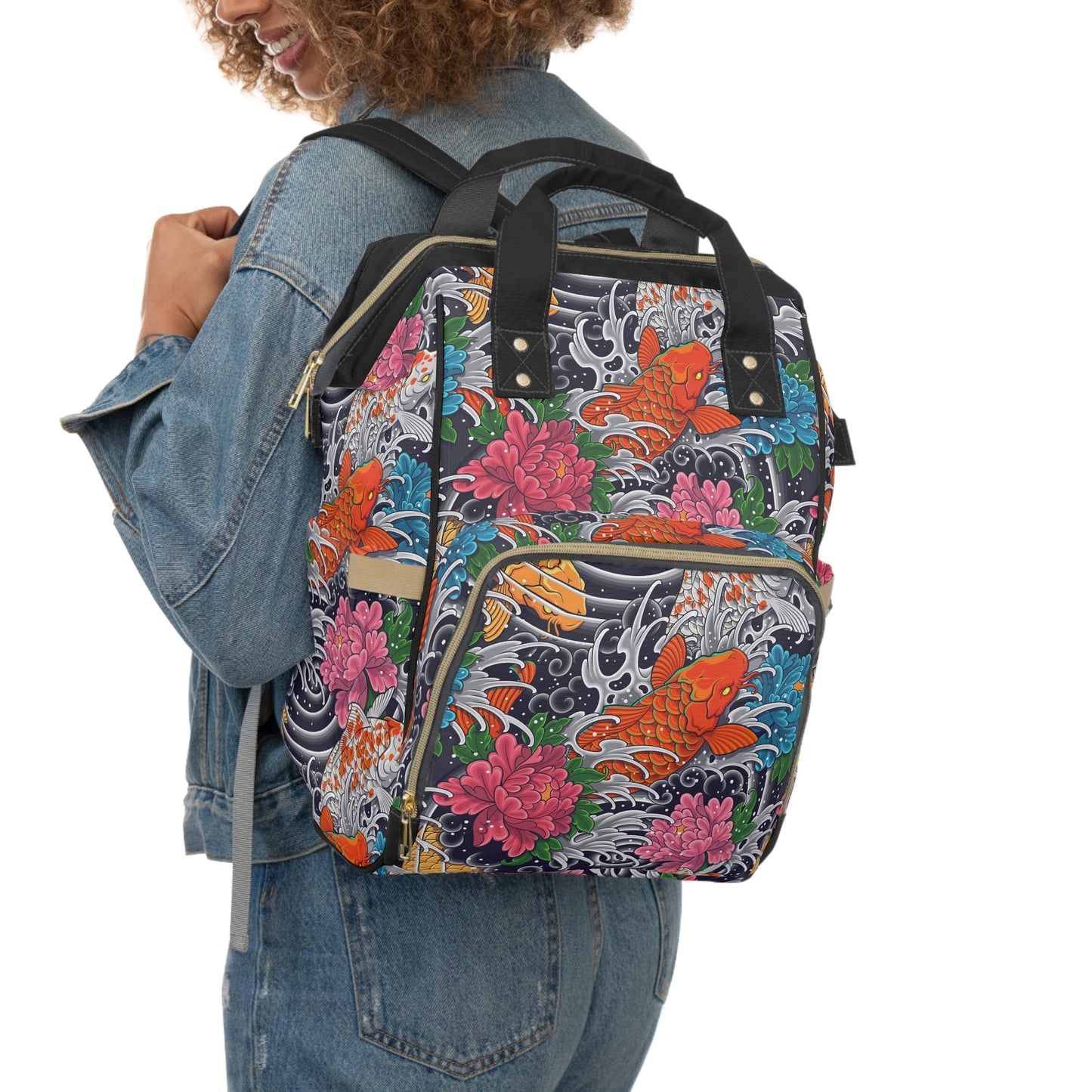 Multifunctional Backpack - Colorful Koi Fish Pattern - LucyKay store