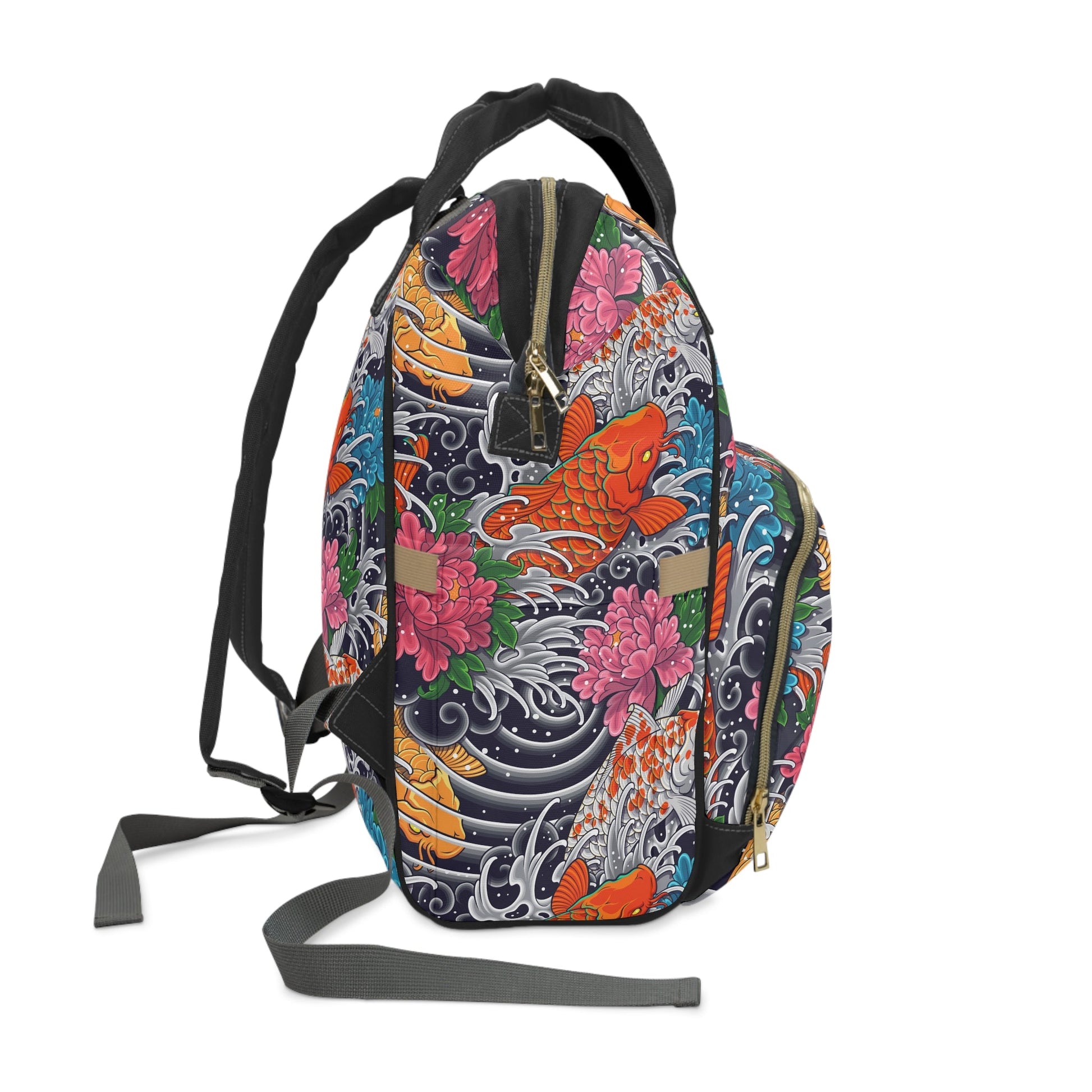 Multifunctional Backpack - Colorful Koi Fish Pattern - LucyKay store