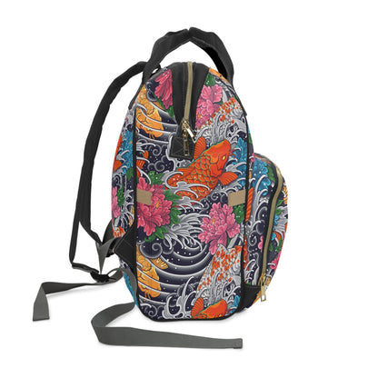 Multifunctional Backpack - Colorful Koi Fish Pattern - LucyKay store