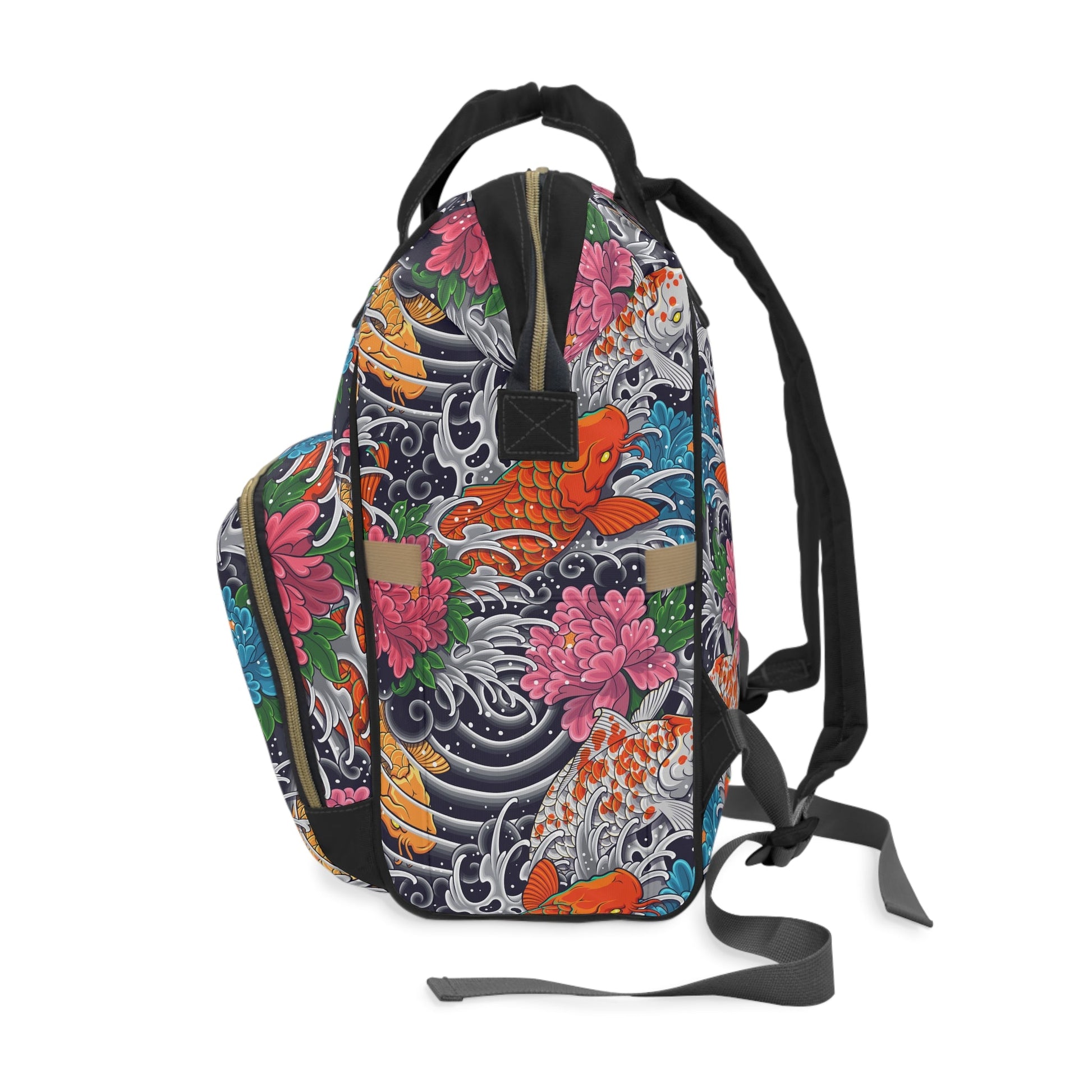 Multifunctional Backpack - Colorful Koi Fish Pattern - LucyKay store