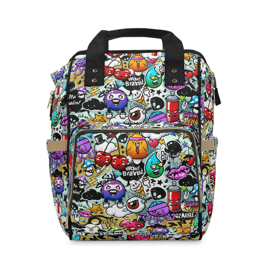 Multifunctional Backpack - Funky Graffiti Pattern - LucyKay store