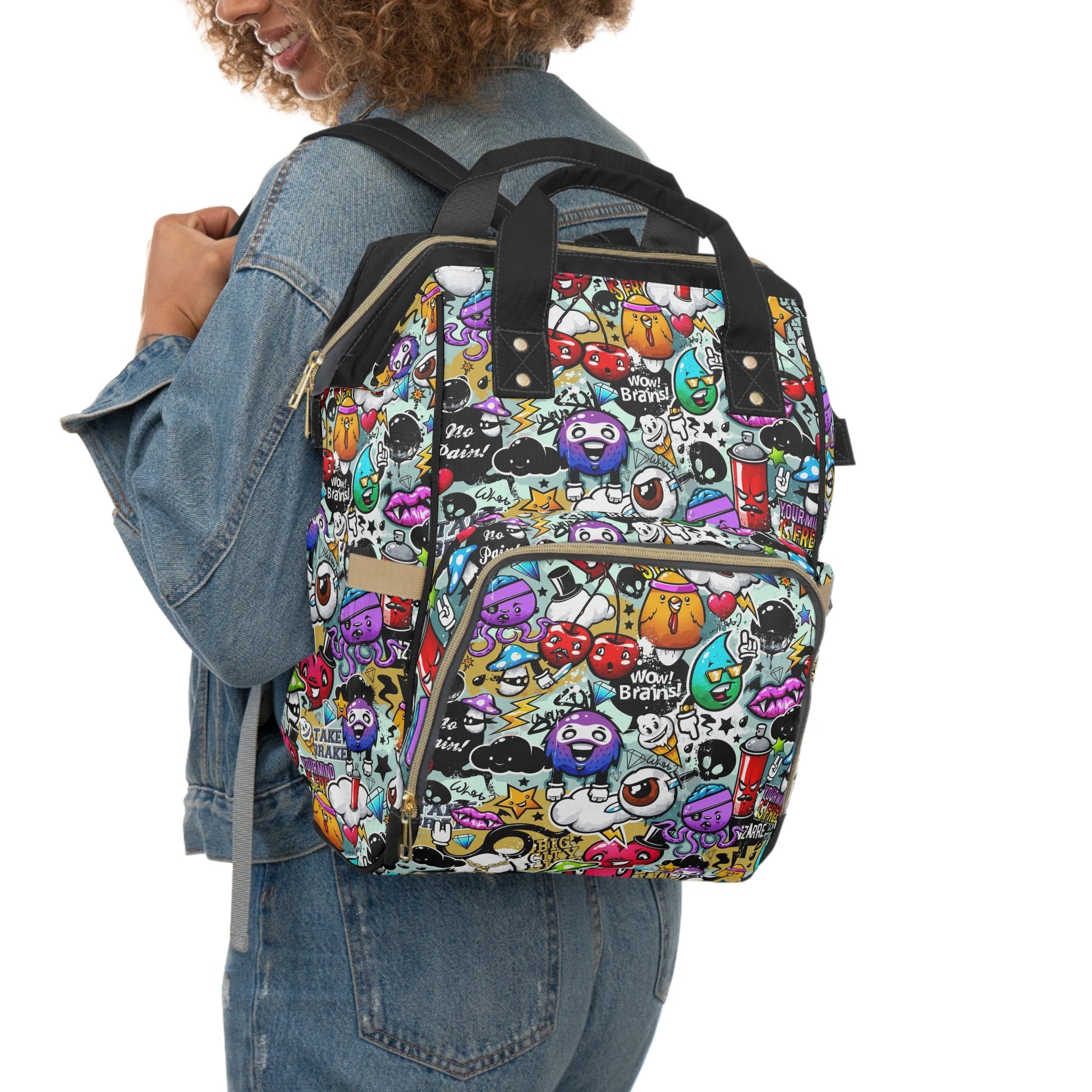 Multifunctional Backpack - Funky Graffiti Pattern - LucyKay store