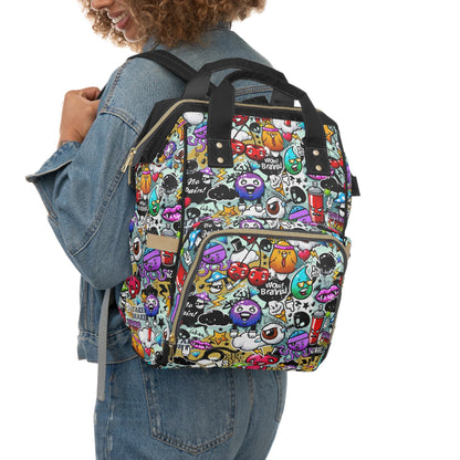 Multifunctional Backpack - Funky Graffiti Pattern - LucyKay store