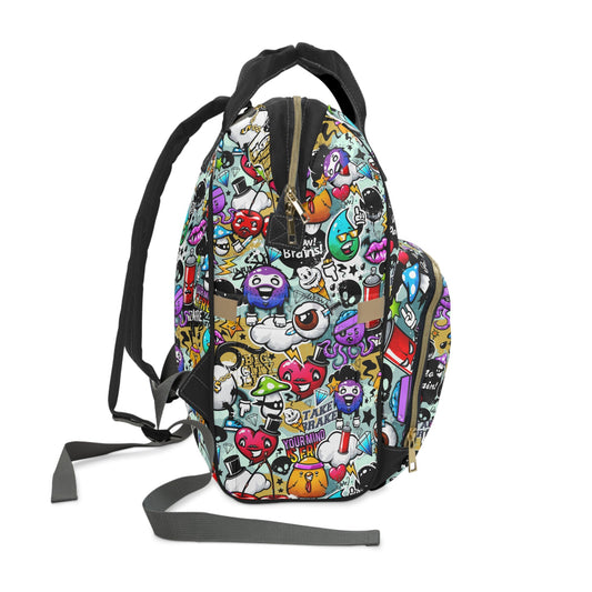 Multifunctional Backpack - Funky Graffiti Pattern - LucyKay store