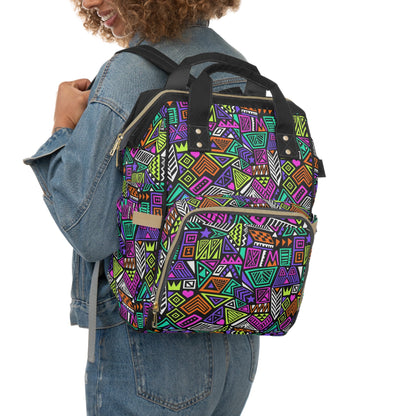 Multifunctional Backpack with Abstract Geometric Pattern - LucyKay store