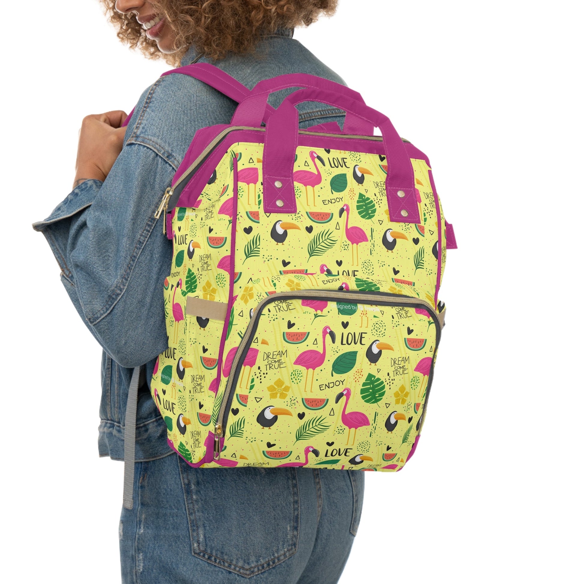 Multifunctional Backpack with Cute Flamenco Pattern - LucyKay store