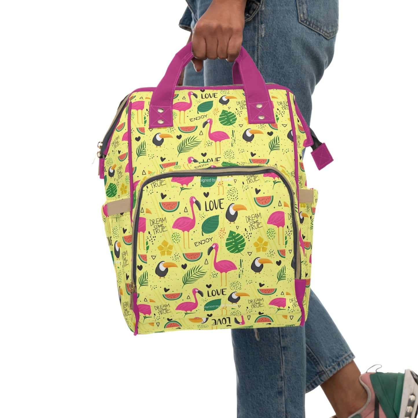 Multifunctional Backpack with Cute Flamenco Pattern - LucyKay store