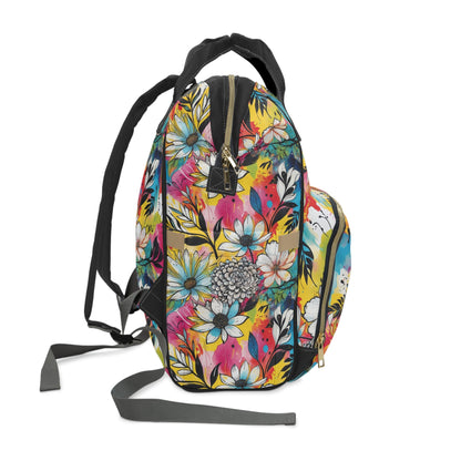 Floral Backpack - Colorful Abstract Pattern Multifunctional - LucyKay store