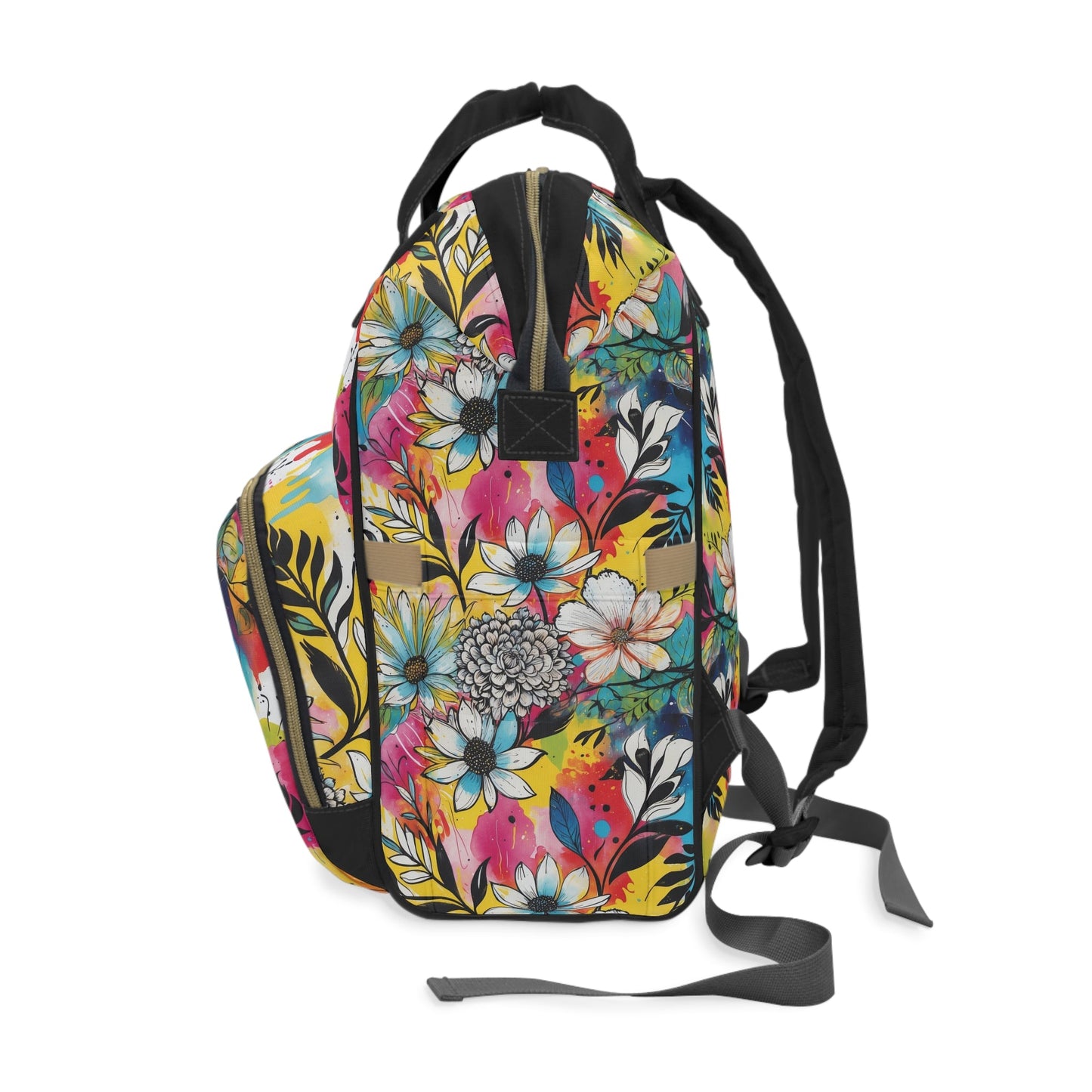 Floral Backpack - Colorful Abstract Pattern Multifunctional - LucyKay store