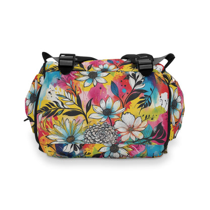 Floral Backpack - Colorful Abstract Pattern Multifunctional - LucyKay store
