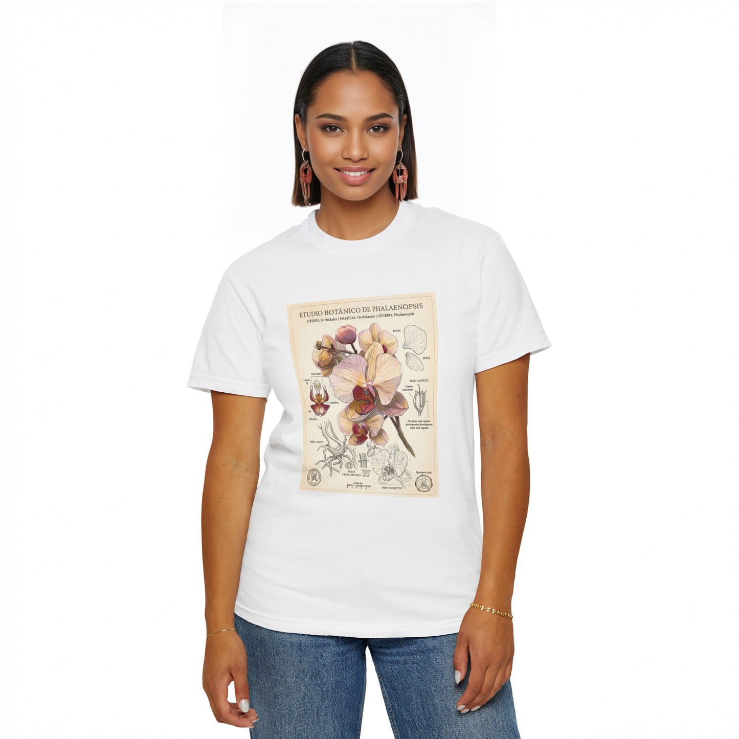 Vintage Botanical Orchid T-Shirt | Floral Graphic Tee - LucyKay store