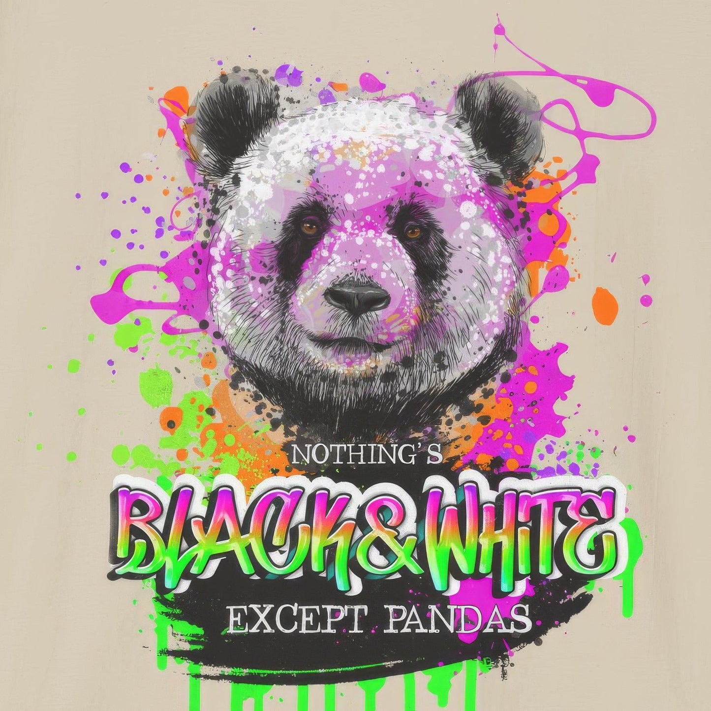Black & White Panda Print Shirt - Unisex Cotton Graphic Tee - LucyKay store