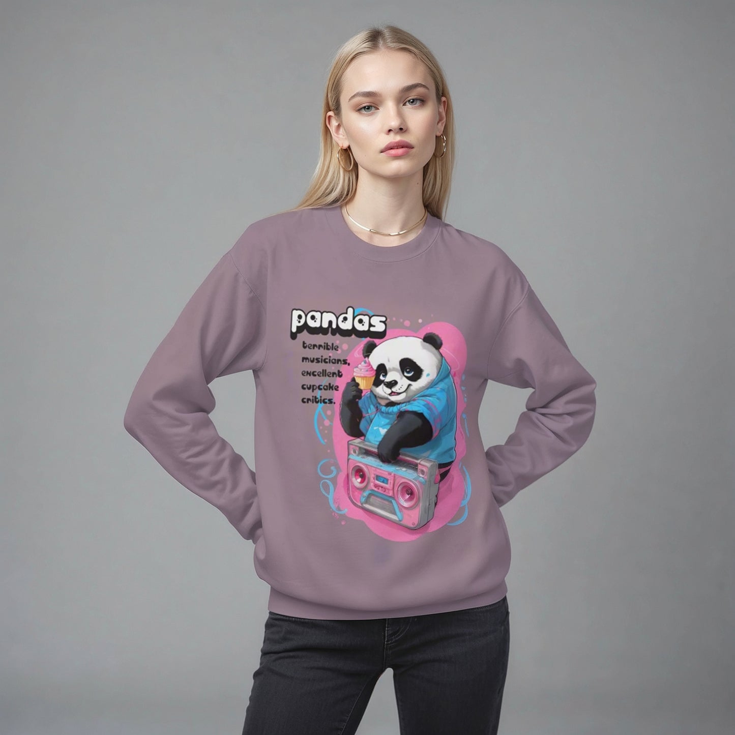 Panda Boombox Sweatshirt | Funny Music Lover Crewneck Gift - LucyKay store