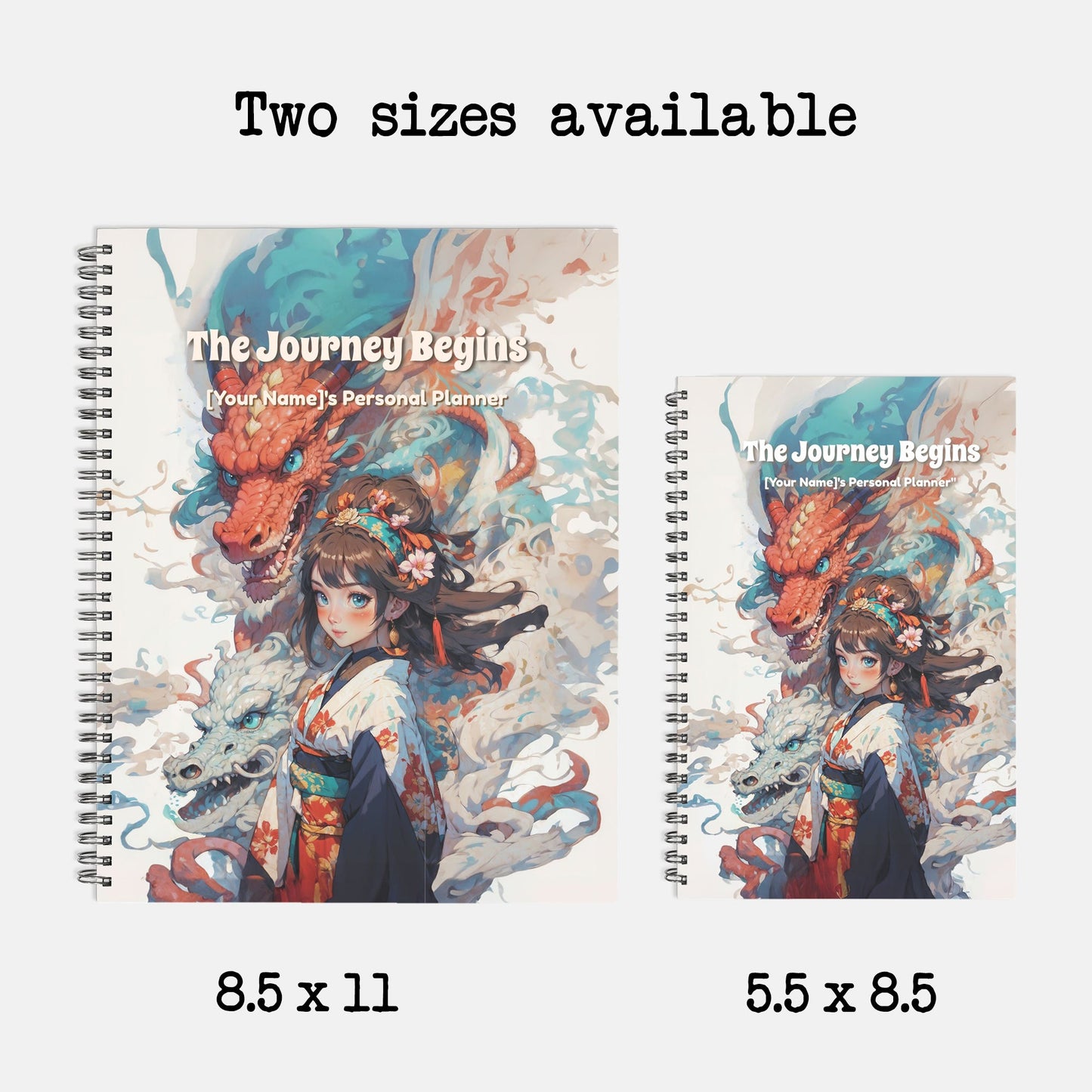 Personalized Hardcover Spiral Undated Planner - 'The Journey Begins' - LucyKay store