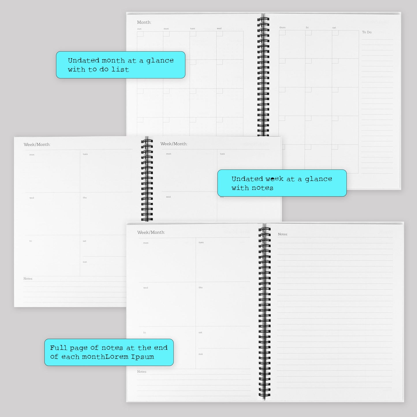 Personalized Hardcover Spiral Undated Planner - 'The Journey Begins' - LucyKay store