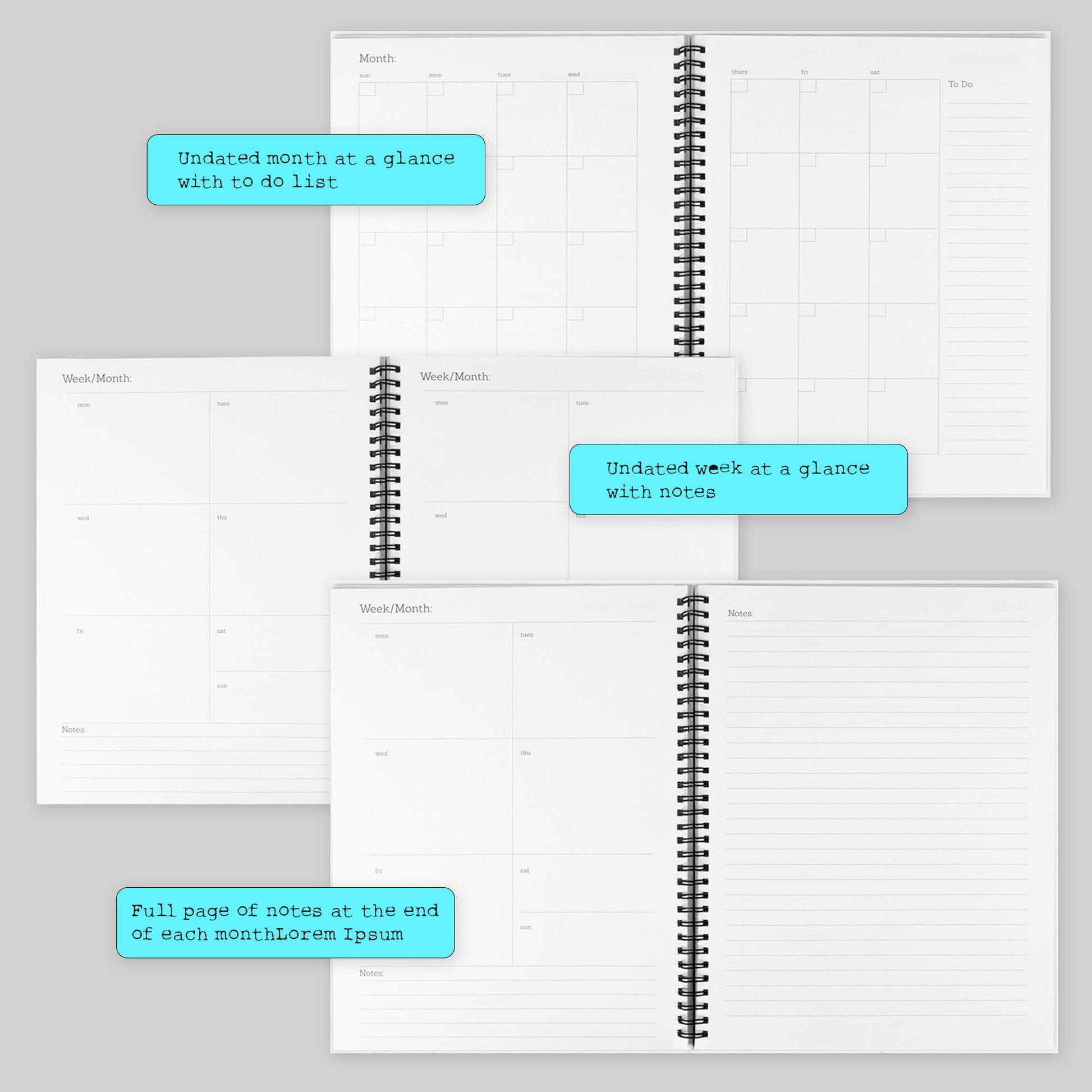 Personalized Hardcover Spiral Undated Planner - 'The Journey Begins' - LucyKay store