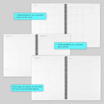 Personalized Hardcover Spiral Undated Planner - 'The Journey Begins' - LucyKay store