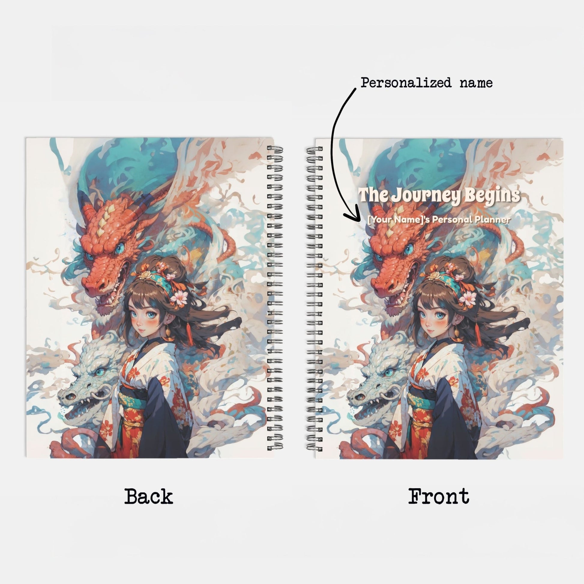 Personalized Hardcover Spiral Undated Planner - 'The Journey Begins' - LucyKay store