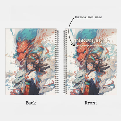 Personalized Hardcover Spiral Undated Planner - 'The Journey Begins' - LucyKay store