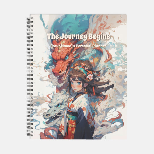 Personalized Hardcover Spiral Undated Planner - 'The Journey Begins' - LucyKay store