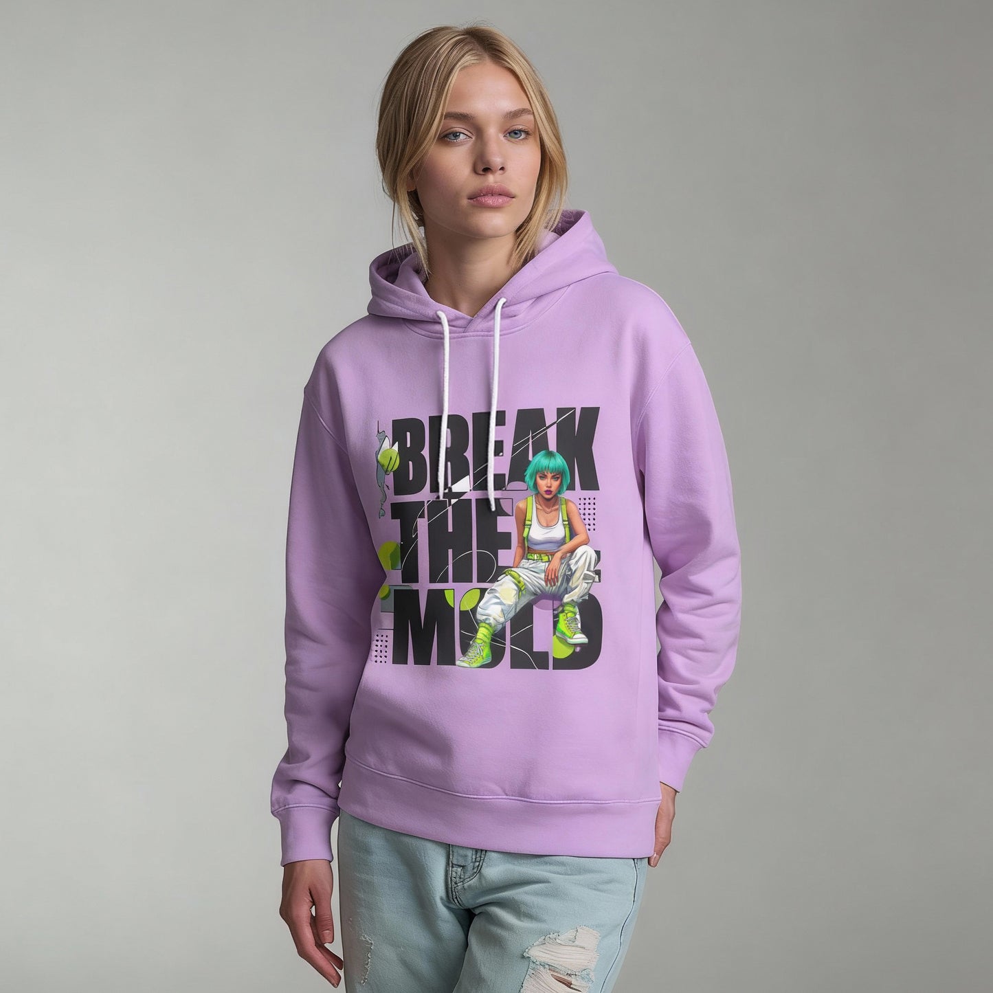 Break The Mold Hoodie | Bold Typography, Neon Accent - LucyKay store