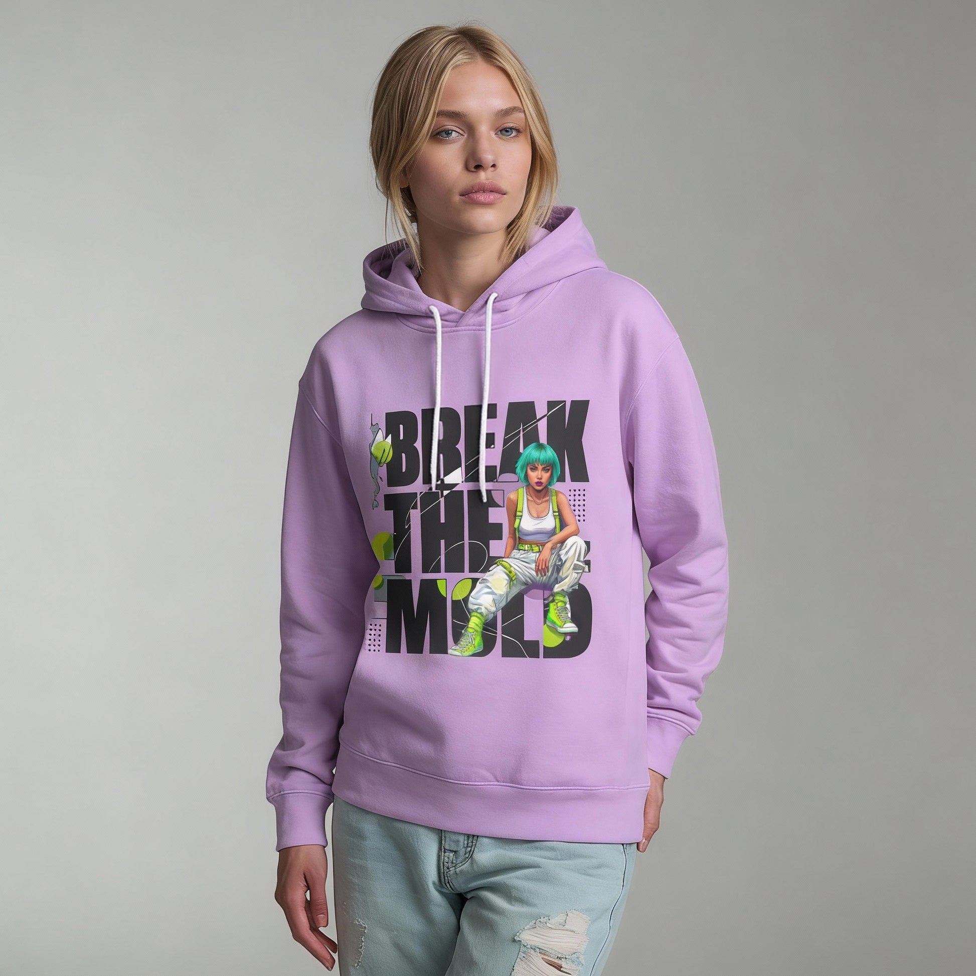 Break The Mold Hoodie | Bold Typography, Neon Accent - LucyKay store