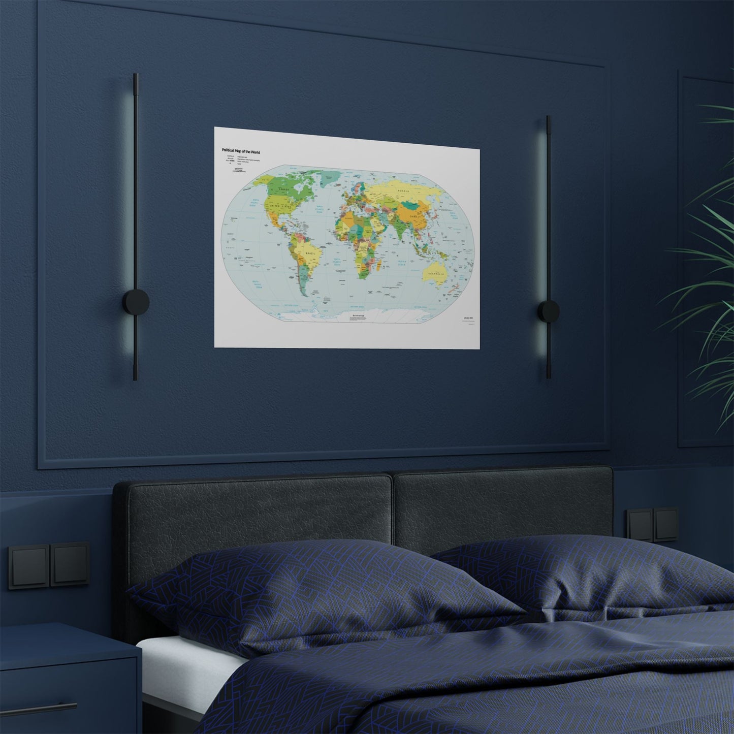 Political World Map Satin Poster - Vibrant Educational Wall Art - LucyKay store