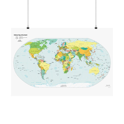 Political World Map Satin Poster - Vibrant Educational Wall Art - LucyKay store