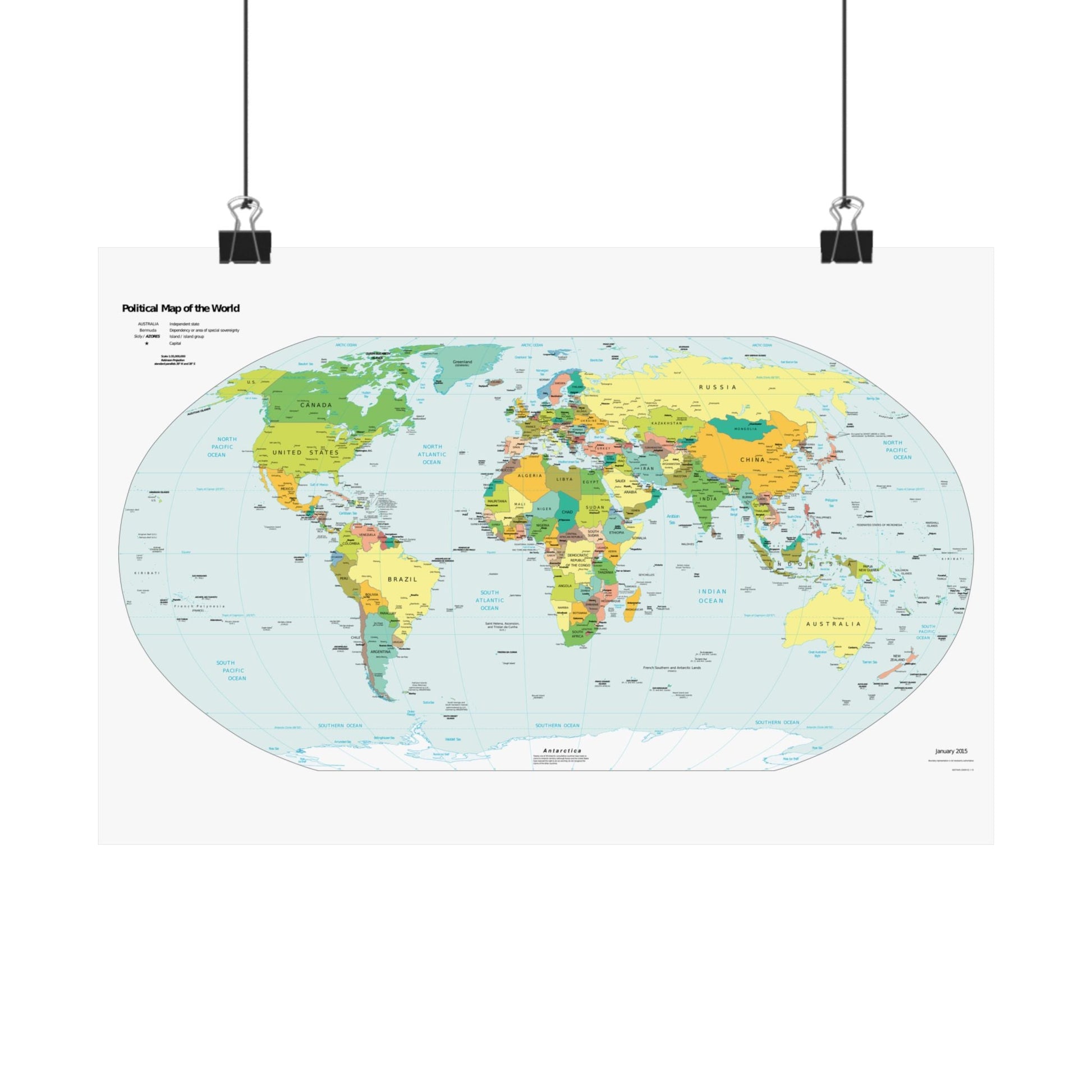 Political World Map Satin Poster - Vibrant Educational Wall Art - LucyKay store