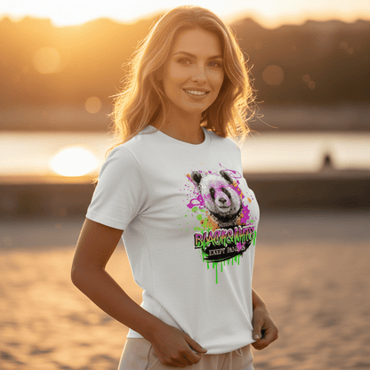Black & White Panda Print Shirt - Unisex Cotton Graphic Tee - LucyKay store