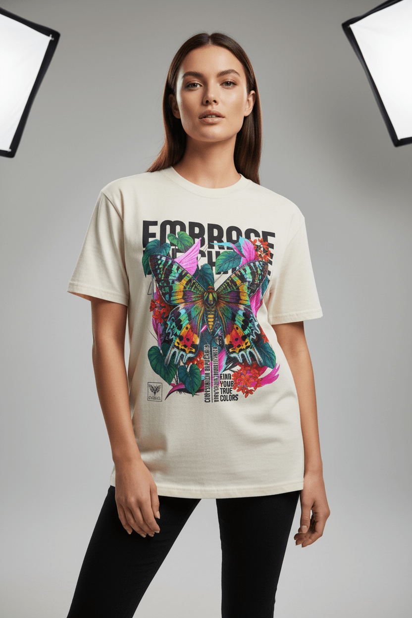 Butterfly Graphic T-Shirt - Colorful Unisex Cotton Tee - LucyKay store