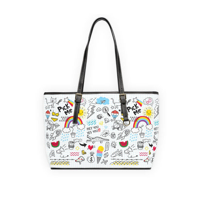 PU Leather Shoulder Bag - Doodles - LucyKay store