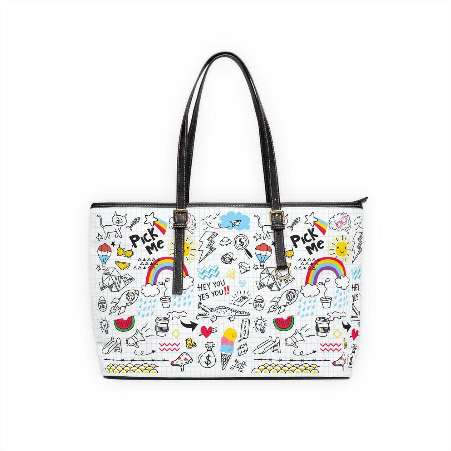 PU Leather Shoulder Bag - Doodles - LucyKay store