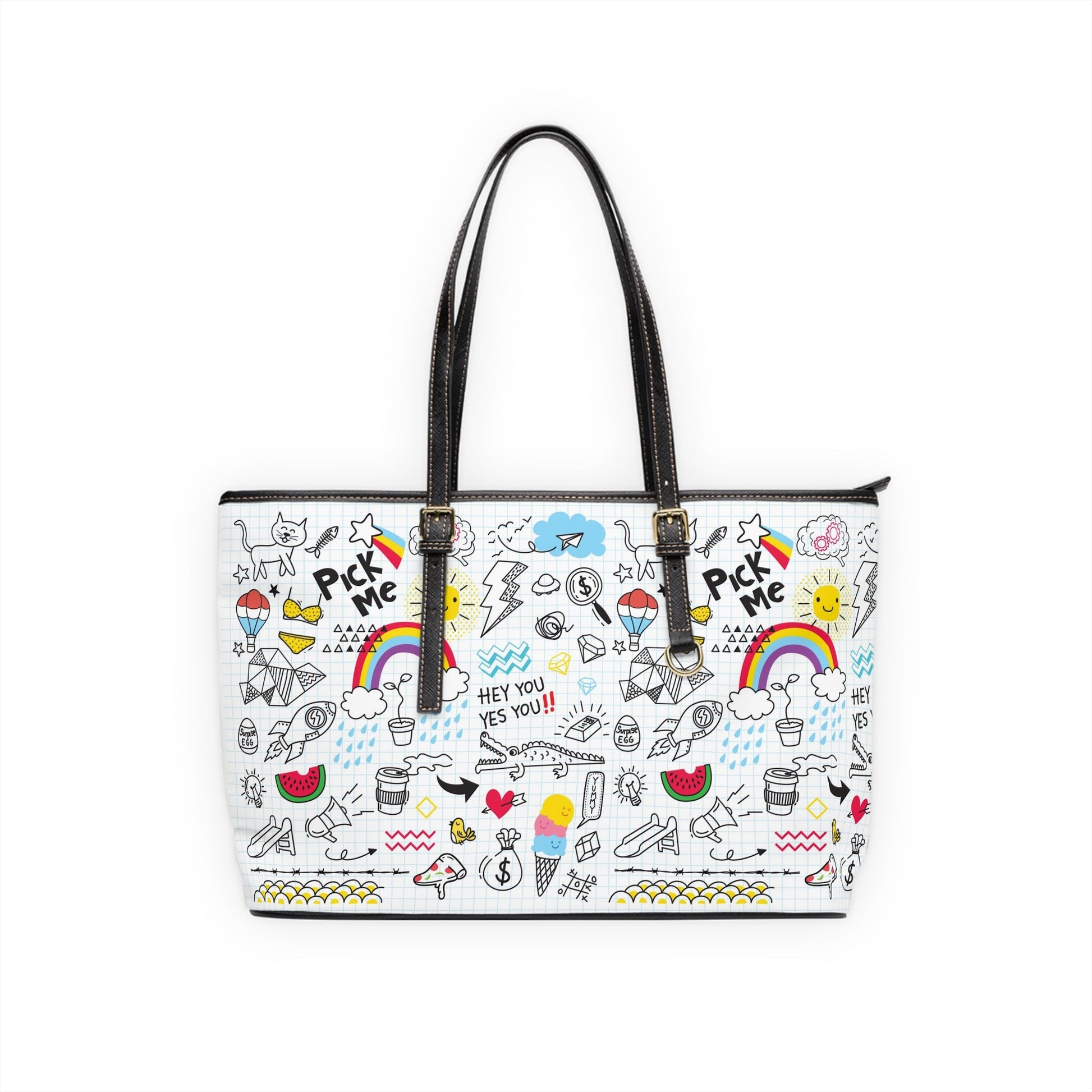PU Leather Shoulder Bag - Doodles - LucyKay store