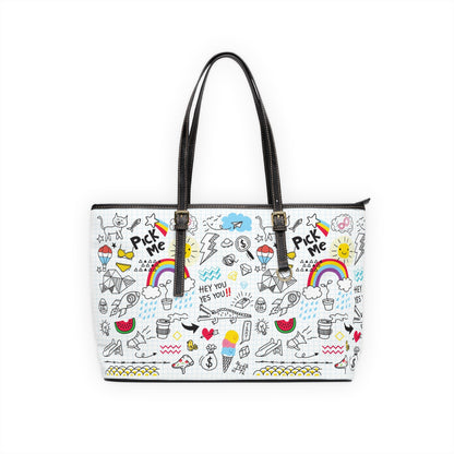 PU Leather Shoulder Bag - Doodles - LucyKay store