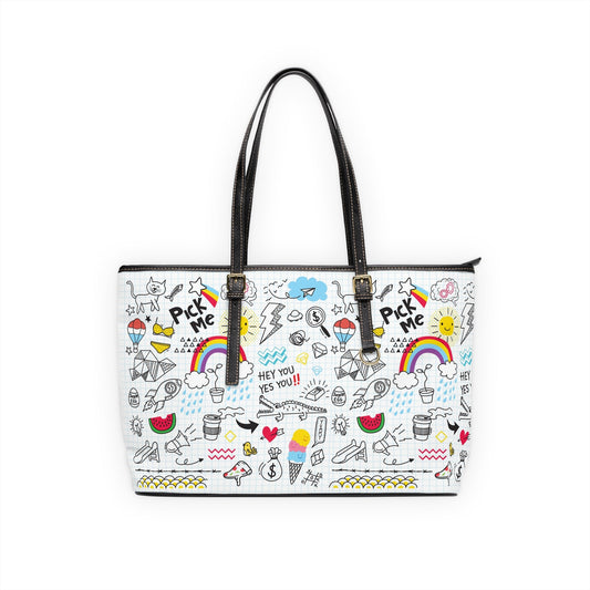 PU Leather Shoulder Bag - Doodles - LucyKay store