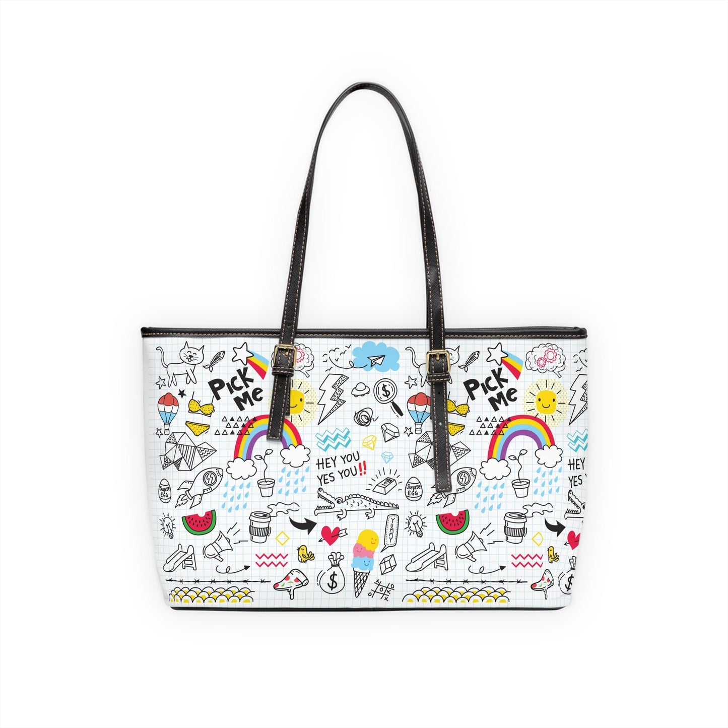 PU Leather Shoulder Bag - Doodles - LucyKay store