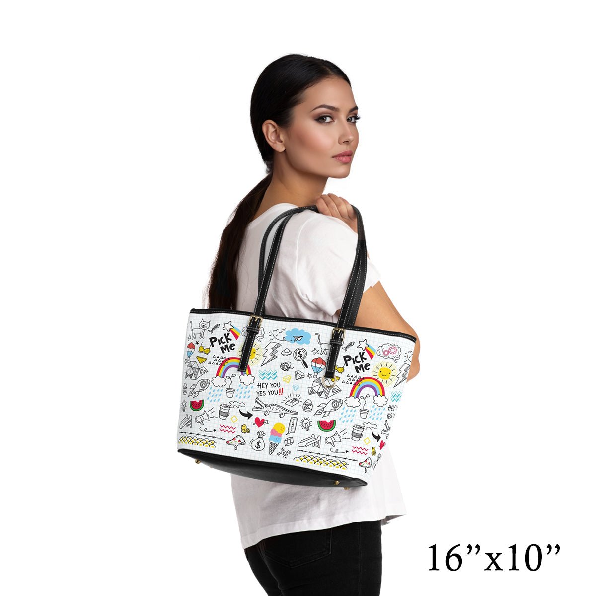 PU Leather Shoulder Bag - Doodles - LucyKay store
