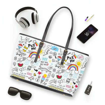 PU Leather Shoulder Bag - Doodles - LucyKay store