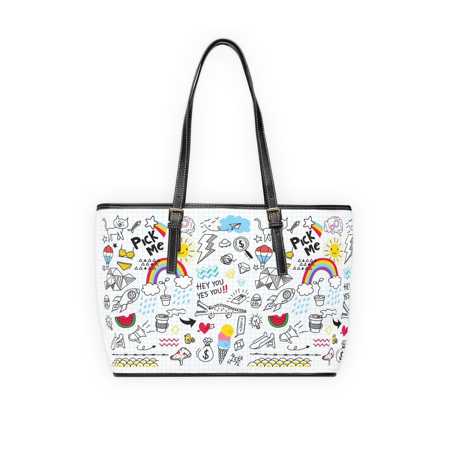 PU Leather Shoulder Bag - Doodles - LucyKay store