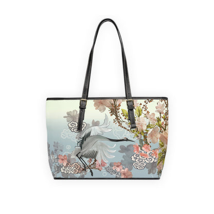 PU Leather Shoulder Bag - Elegant Cranes and Blossoms - LucyKay store