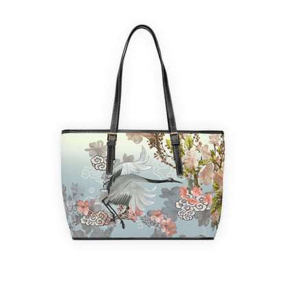 PU Leather Shoulder Bag - Elegant Cranes and Blossoms - LucyKay store