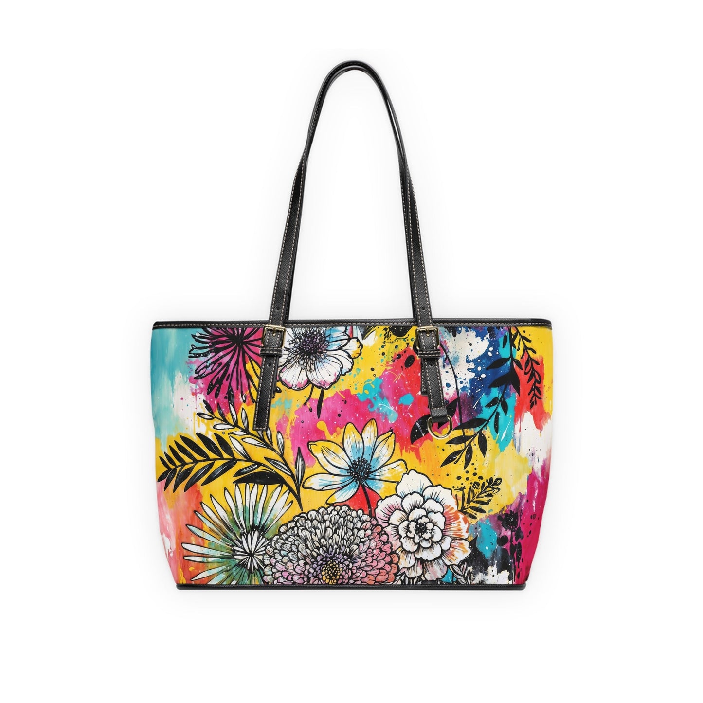 PU Leather Shoulder Bag - Flowers - LucyKay store