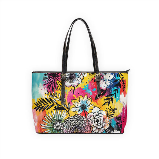 PU Leather Shoulder Bag - Flowers - LucyKay store