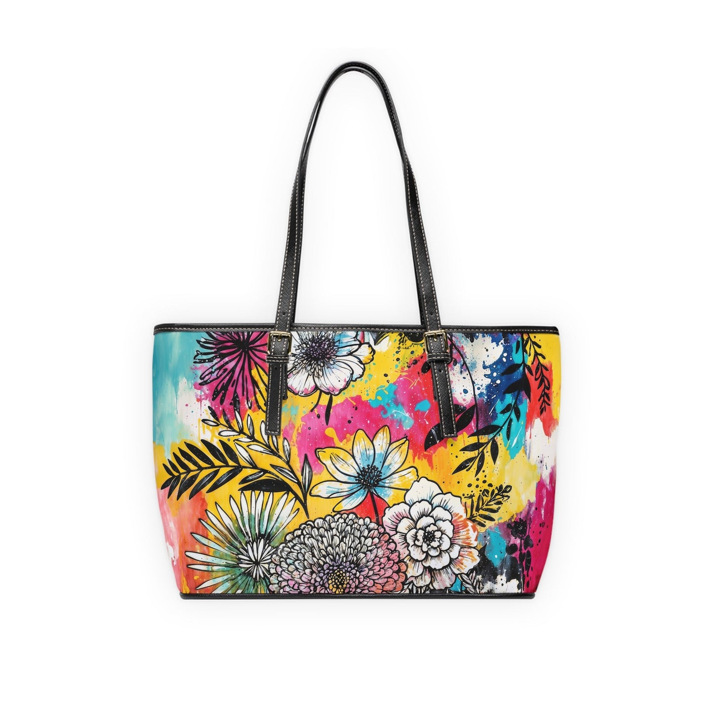 PU Leather Shoulder Bag - Flowers - LucyKay store