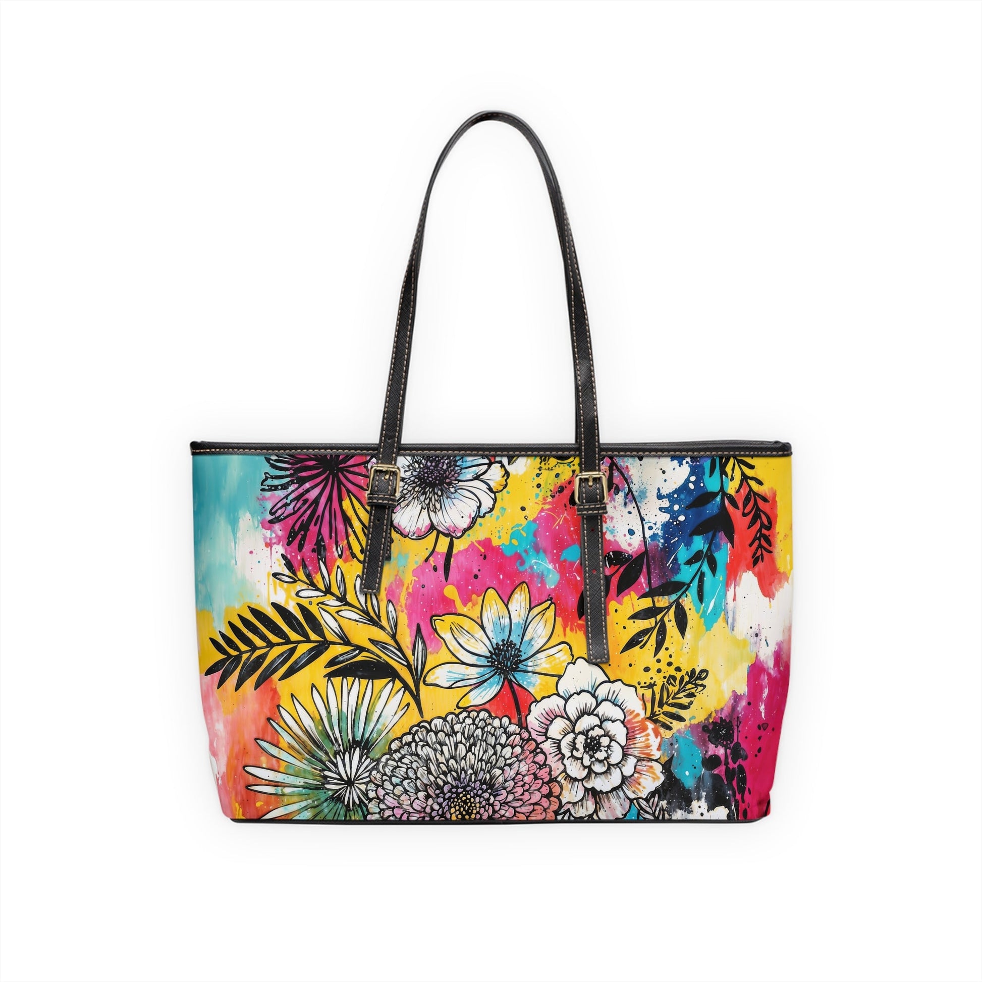 PU Leather Shoulder Bag - Flowers - LucyKay store