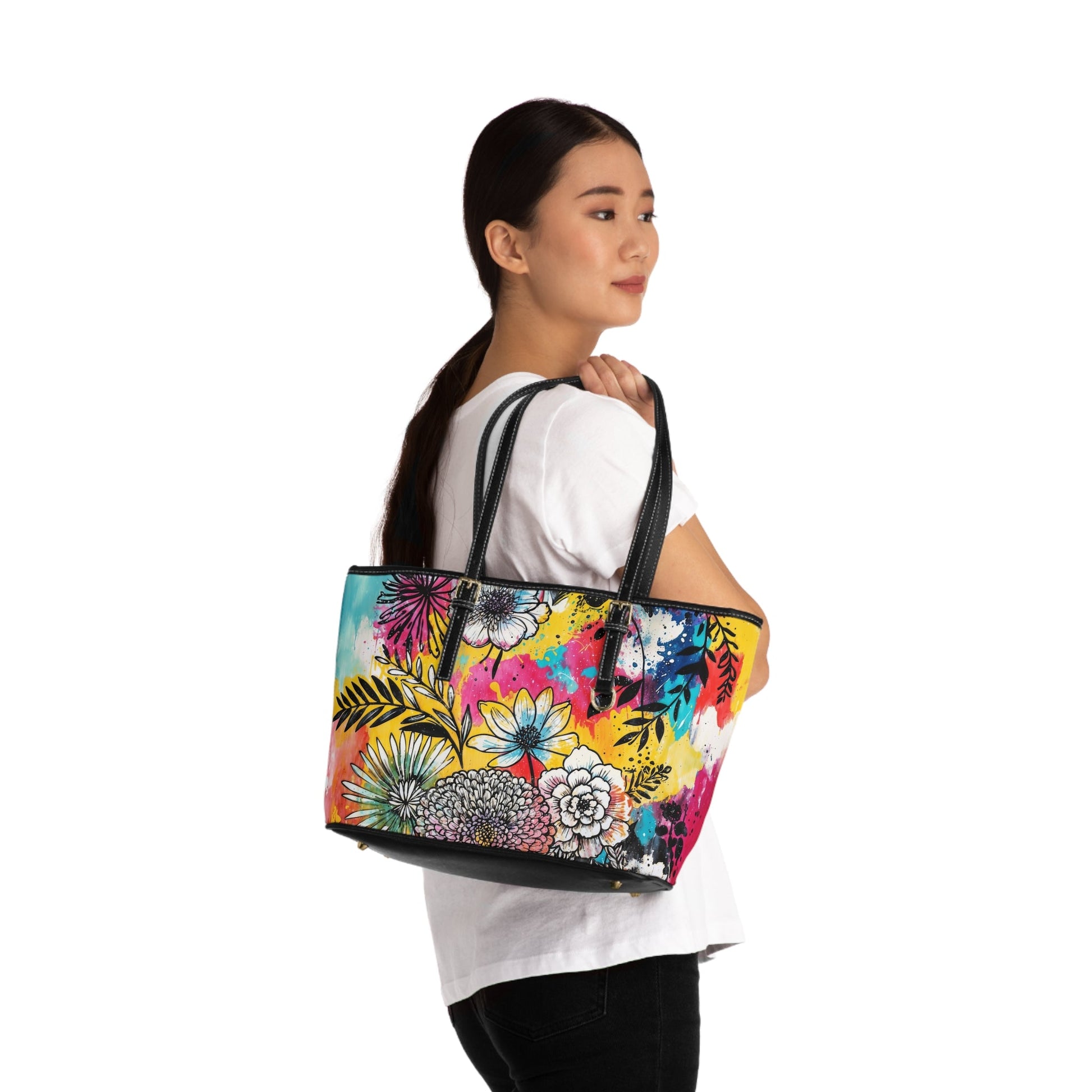 PU Leather Shoulder Bag - Flowers - LucyKay store