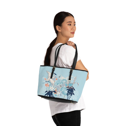 PU Leather Shoulder Bag - Tranquil Cranes and Floral Harmony - LucyKay store